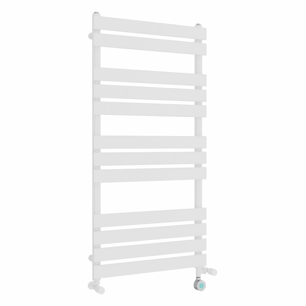 Juva 1200 x 600mm Dual Fuel White Flat Panel Thermostatic Touch Control Wifi Electric Heated Towel Rail