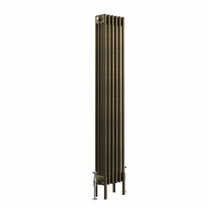 Bern 1500 x 290mm Black Gold Four Column Vertical Traditional Radiator