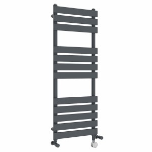 Juva 1200 x 450mm Dual Fuel Sand Grey Flat Panel Thermostatic Touch Control Electric Heated Towel Rail