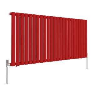 Norden 600 x 1417mm Signal Red Single Oval Column Horizontal Designer Radiator