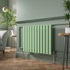 Lulea 600 x 760mm Pastel Green Single Flat Panel Horizontal Designer Radiator