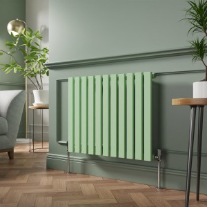 Lulea 600 x 760mm Pastel Green Single Flat Panel Horizontal Designer Radiator