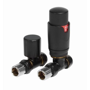 Chelsea Black Thermostatic Straight Designer Radiator Valves
