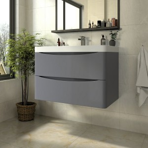 Avon Gloss Grey Wall Hung Basin Drawer Vanity Unit - 800mm
