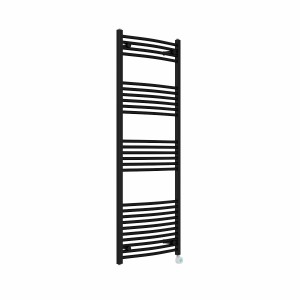Fjord 1600 x 600mm Curved Black Thermostatic Touch Control Electric Heated Towel Rail