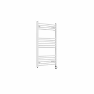 Fjord 1000 x 600mm Curved White Thermostatic Touch Control Electric Heated Towel Rail