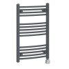 Fjord 800 x 500mm Curved Grey Thermostatic Electric Heated Towel Rail