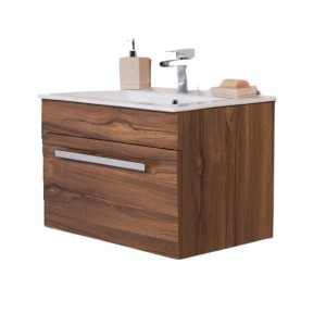 Milton Walnut 600mm Wall Hung Vanity Unit & Basin