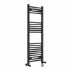 Bergen 1200 x 400mm Dual Fuel Straight Black Thermostatic Electric Heated Towel Rail