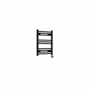 Fjord 600 x 500mm Curved Black Thermostatic Touch Control Wifi Electric Heated Towel Rail