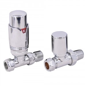 Designer Straight 15mm Chrome Thermostatic Radiator and Towel Rail Valves