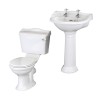 Dorchester Close Coupled Toilet & 500mm 2 Tap Hole Basin Cloakroom Suite