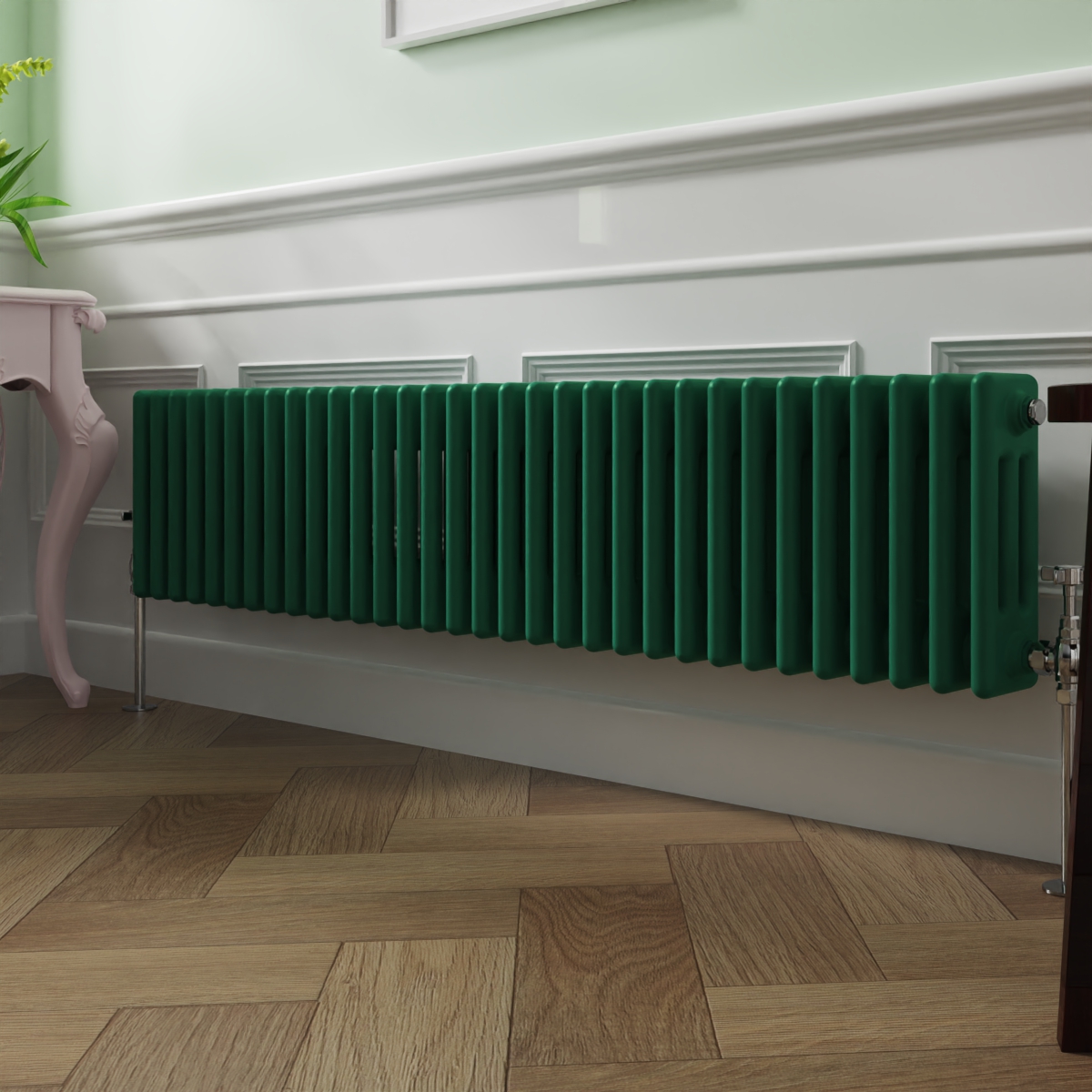 Bern 300 x 1460mm Moss Green Triple Horizontal Column Radiator
