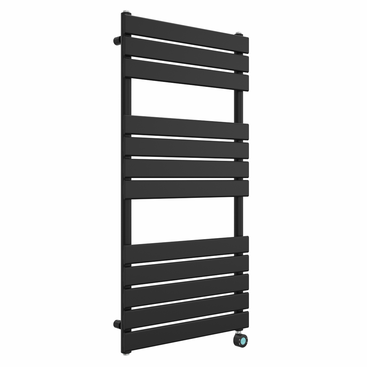 Juva 1200 x 600mm Satin Black Flat Panel Thermostatic Touch Control Electric Heated Towel Rail