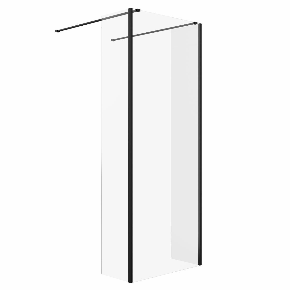 Wasdale 800mm Black Walk Through Wet Room Screen with 300mm Hinged Return Screens