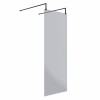 Wasdale 800mm Black Smoked Walk Through Wet Room Screen With L-Shape Support Arms