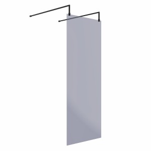 Wasdale 800mm Black Smoked Walk Through Wet Room Screen With L-Shape Support Arms