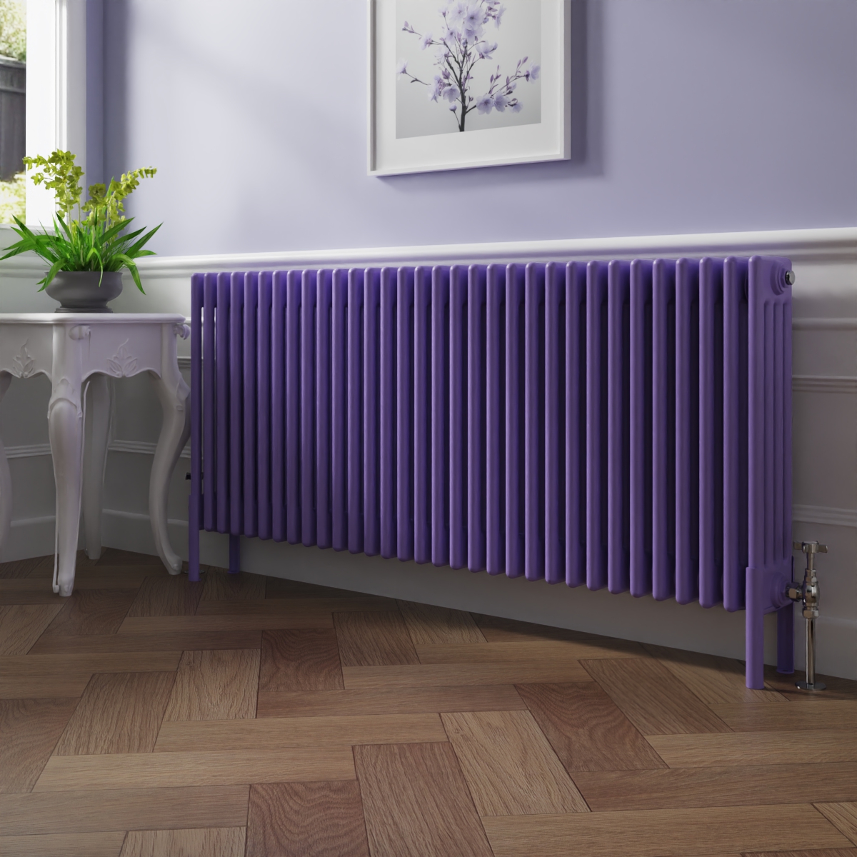 Bern 600 x 1460mm Elegant Purple Four Column Horizontal Traditional Radiator