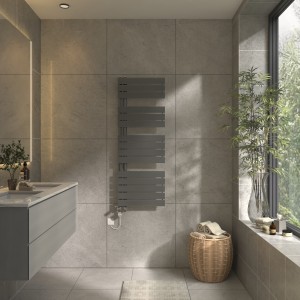 Kristiansund 1380 x 500mm Dual Fuel Gunmetal Thermostatic Touch Control Electric Heated Towel Rail