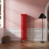 Bern 1500 x 380mm Traditional Signal Red Vertical Four Column Radiator