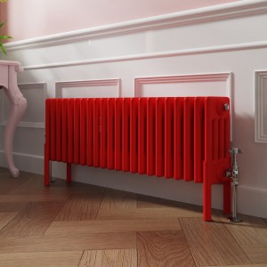 Bern 300 x 1010mm Traditional Signal Red Horizontal Four Column Radiator