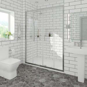 Ennerdale - 1400mm Double Sliding Shower Door - Chrome