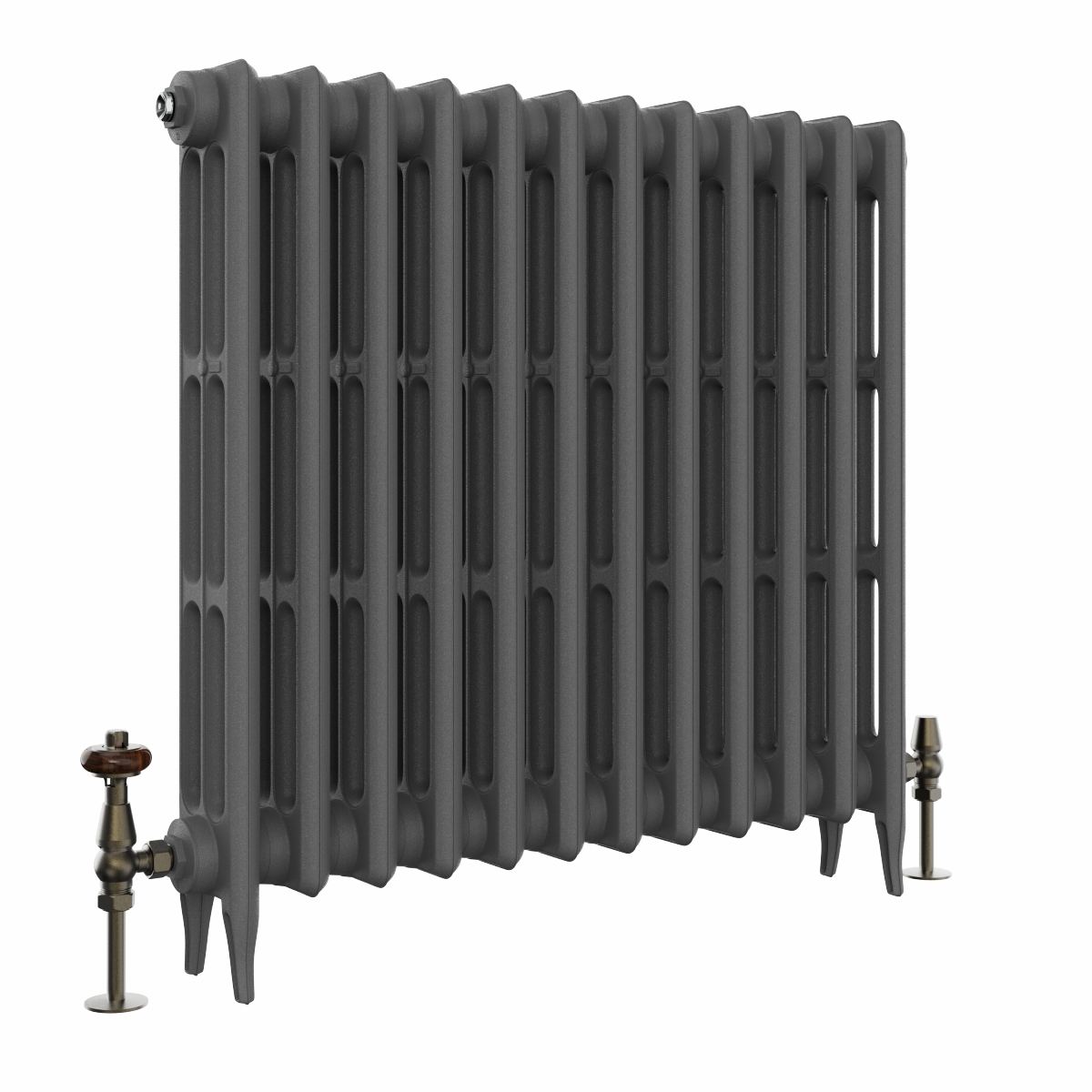 Classic  745 x 778mm  Farrow & Ball Railings Grey Triple Column Cast Iron Radiator - 12 Sections
