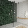 Wasdale 700mm Black Walk Through Wet Room Screen with 215mm Hinged Return Screens & L- Shape Support Arms