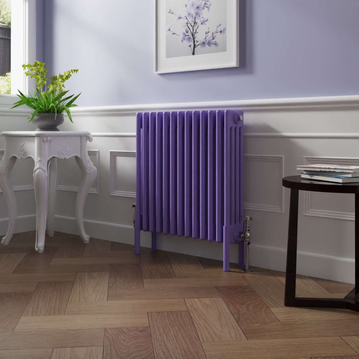 Bern 600 x 605mm Elegant Purple Four Column Horizontal Traditional Radiator