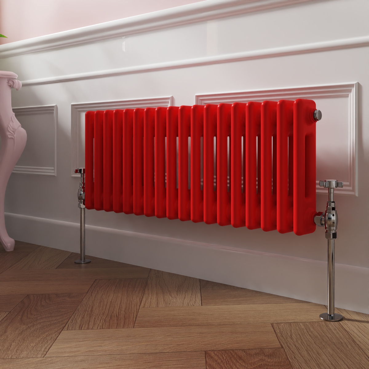 Bern 300 x 830mm Traditional Signal Red Double Horizontal Column Radiator