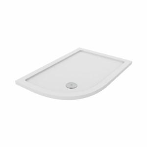 Essentials Anti-Slip 1200 x 800mm Left Hand Offset Quadrant Stone Shower Tray White