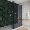 Wasdale 1000mm Black Smoked Walk Through Wet Room Screen with 300mm Hinged Return Screens & L- Shape Support Arms