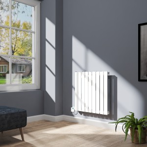 Karlstad 600 x 614mm White Flat Panel Horizontal Wifi Electric Radiator - 600W