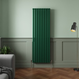 Norden 1800 x 591mm Moss Green Double Oval Column Vertical Designer Radiator
