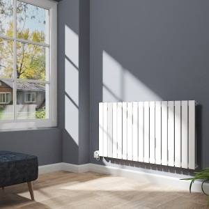 Karlstad 600 x 1158mm White Flat Panel Horizontal Wifi Electric Radiator - 1000W