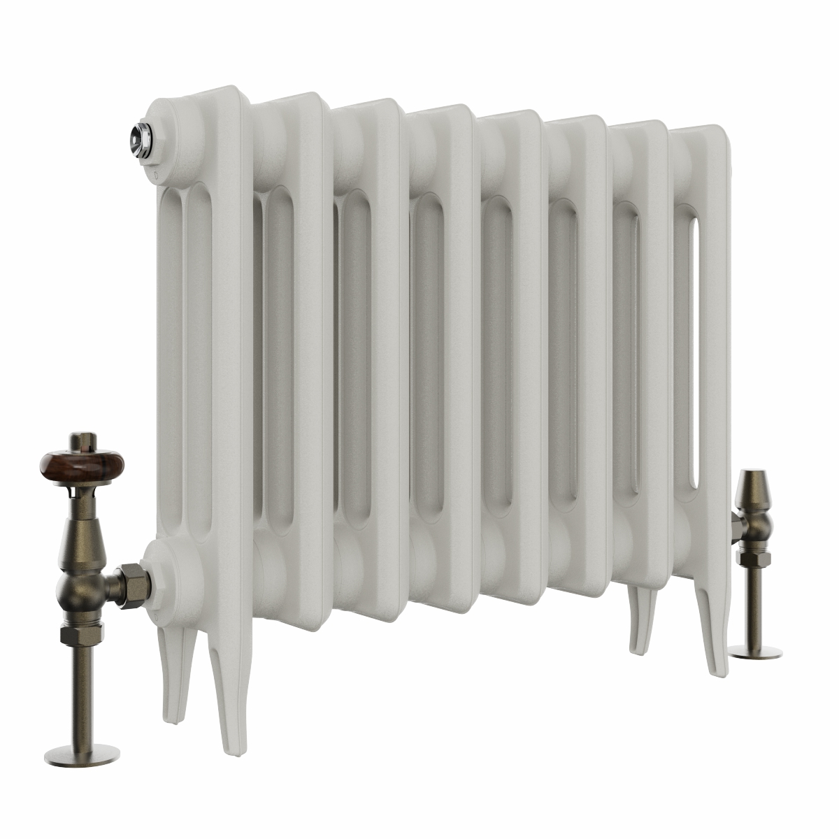 Classic  450 x 530mm  Porcelain White Triple Column Cast Iron Radiator - 8 Sections