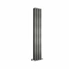 Lulea 1600 x 270mm Black Silver Double Flat Panel Vertical Designer Radiator