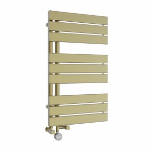 Kristiansund 824 x 500mm Dual Fuel Brushed Brass Thermostatic Touch Control Electric Heated Towel Rail