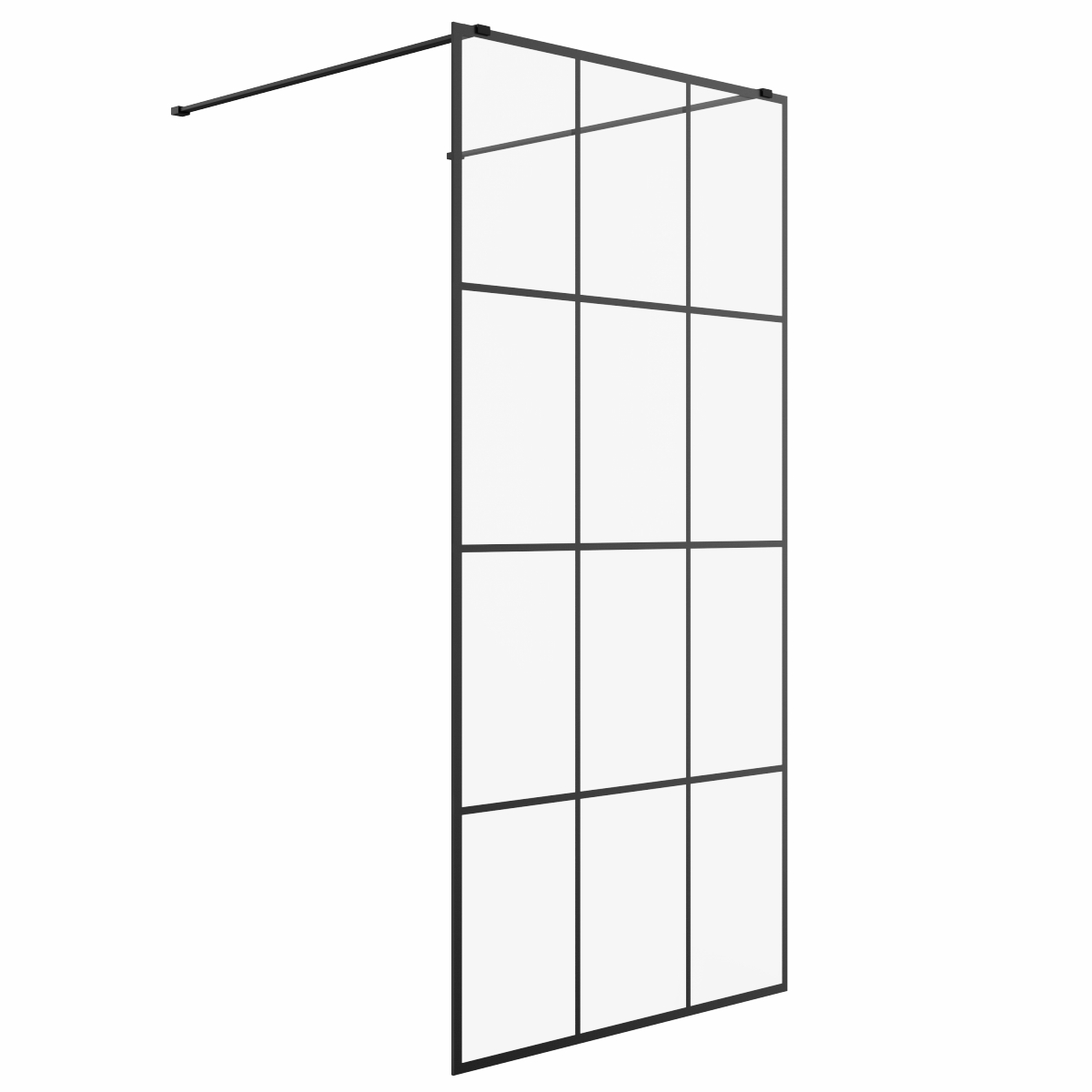 Wasdale 1000mm Black Grid Walk Through Wet Room Screen