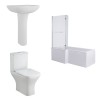 Feel Curved Modern Bathroom Suite with L-Shape Shower Bath - Left Hand - 1500mm