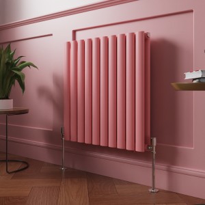 Norden 600 x 591mm Rose Clair Pink Double Horizontal Oval Column Designer Radiator