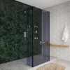 Wasdale 900mm Black Smoked Walk Through Wet Room Screen with 300mm Hinged Return Screens