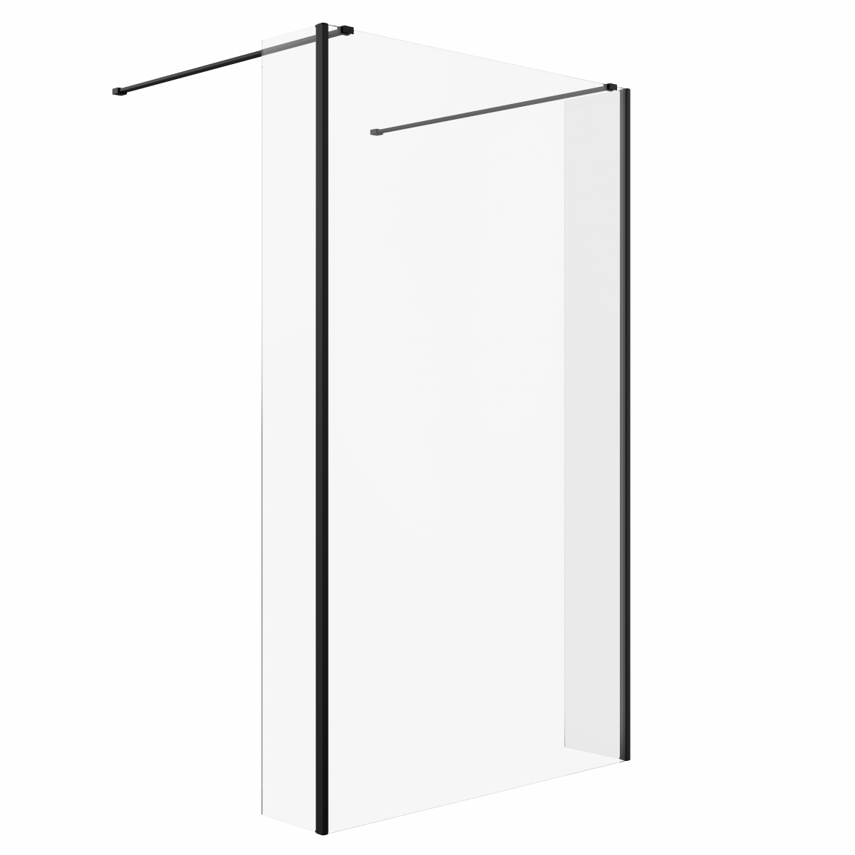 Wasdale 1215mm Black Walk Through Wet Room Screen with 215mm Hinged Return Screens