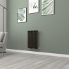 Norden 600 x 414mm Black Single Horizontal Oval Tube Designer Radiator