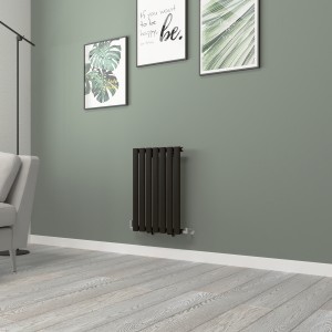 Norden 600 x 414mm Black Single Horizontal Oval Tube Designer Radiator