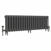 Classic  450 x 1336mm Farrow & Ball Railings Grey Triple Column Cast Iron Radiator - 21 Sections
