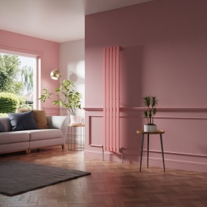 Lulea 1800 x 340mm Rose Clair Pink Single Vertical Flat Panel Designer Radiator
