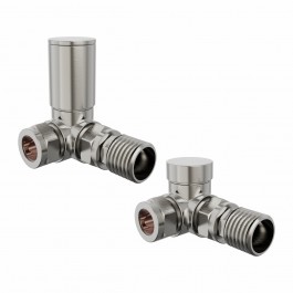 Modern Round Corner Radiator Valves - Satin Nickel