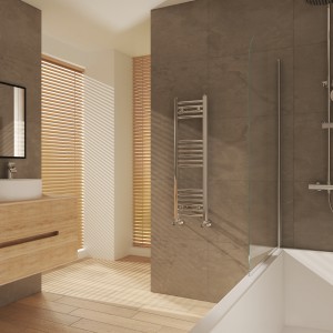 Fjord 1000 x 300mm Curved Chrome Heated Towel Rail