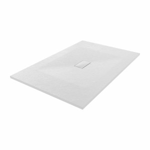 Terra - 1500x1000mm Slate Effect Rectangle Shower Tray White